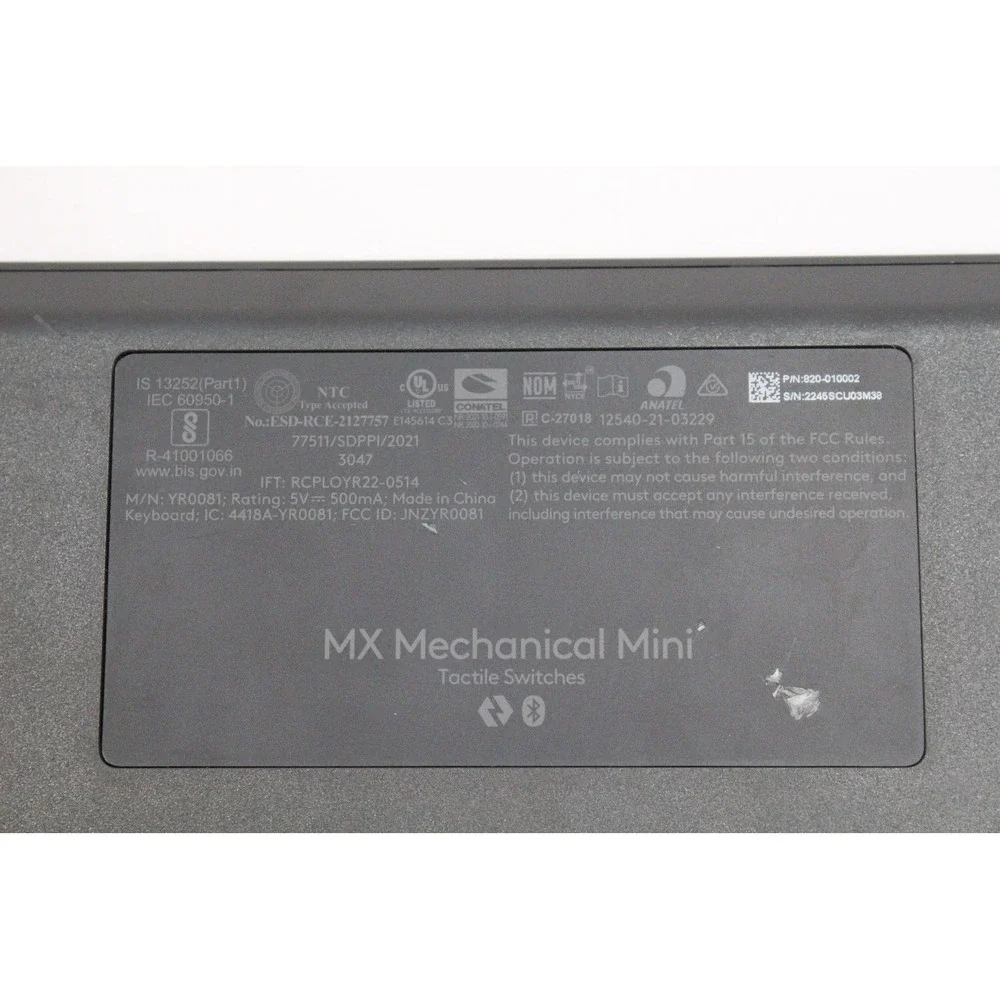 Logitech MX Mechanical Mini Wireless Keyboard Tactile Quiet Switches Graphite